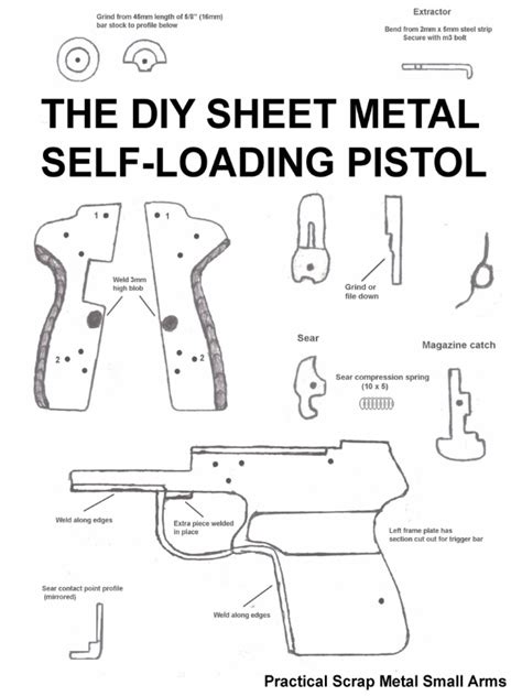 sheet metal pistol plans|sheet metal self loading pistol design.